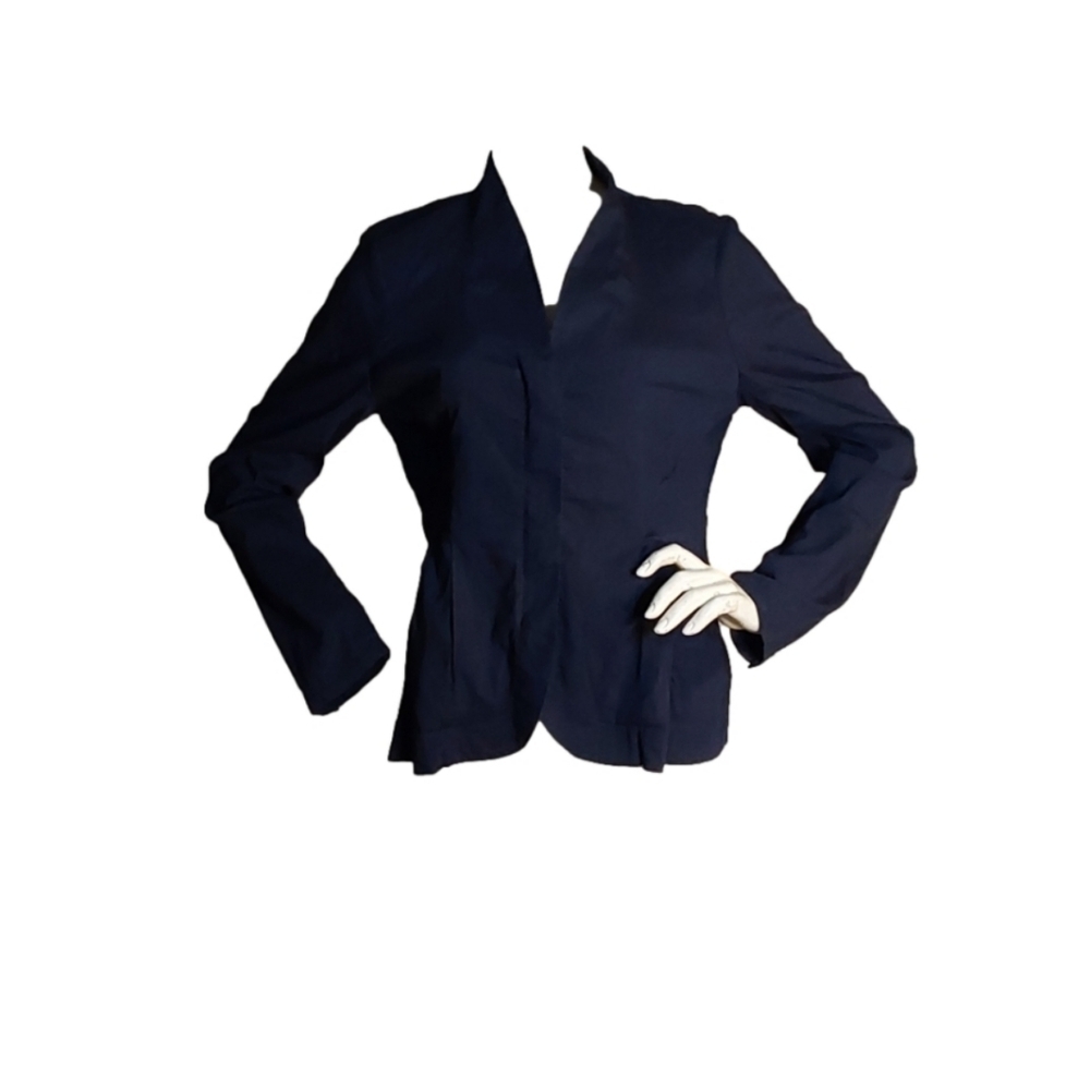 EILEEN‎ FISHER PETITE VISCOSE ZIPPER NAVY BLUE  JACKET